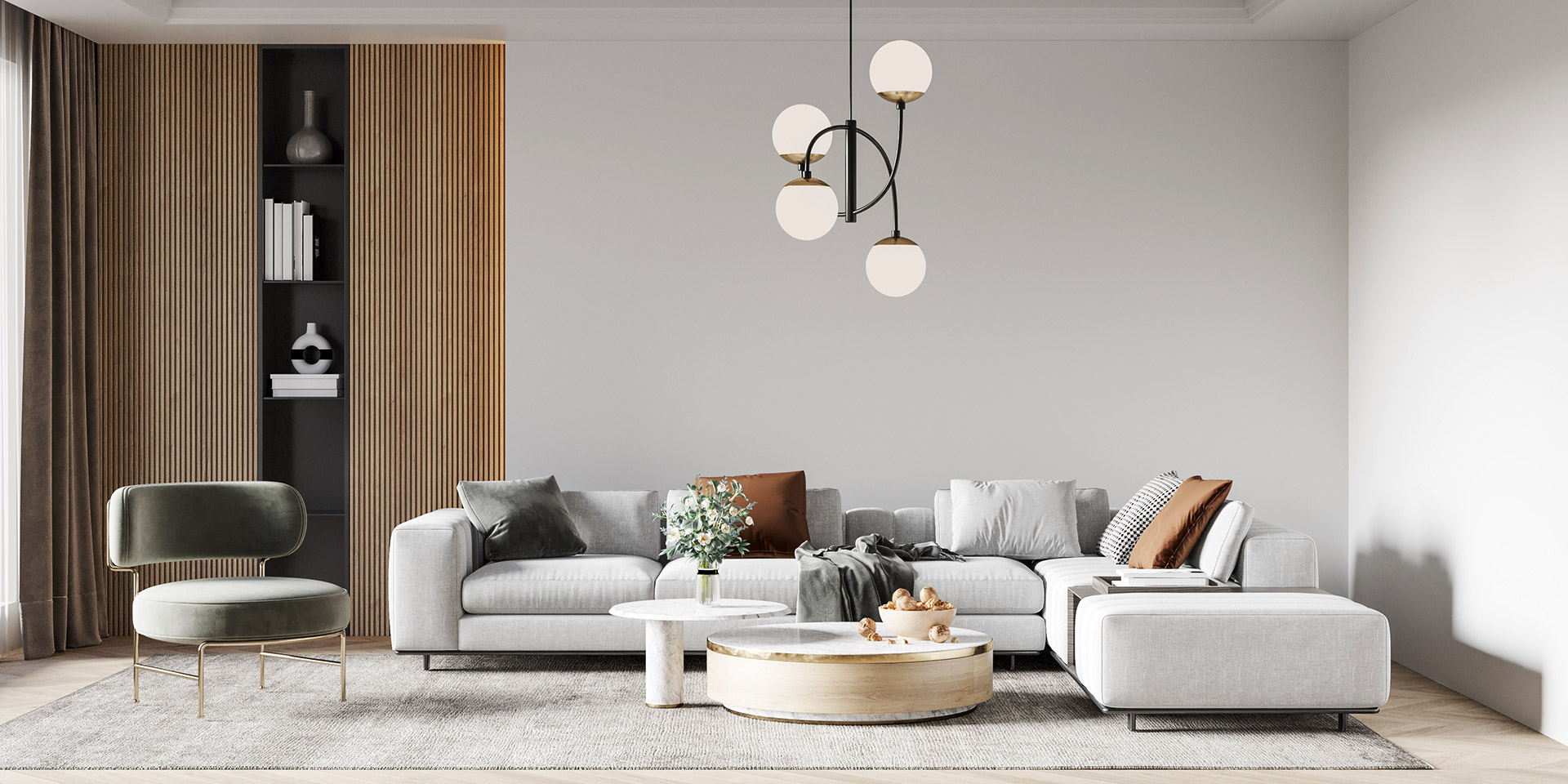 Beispiel für modern-elegant eingerichtetes Wohnzimmer
